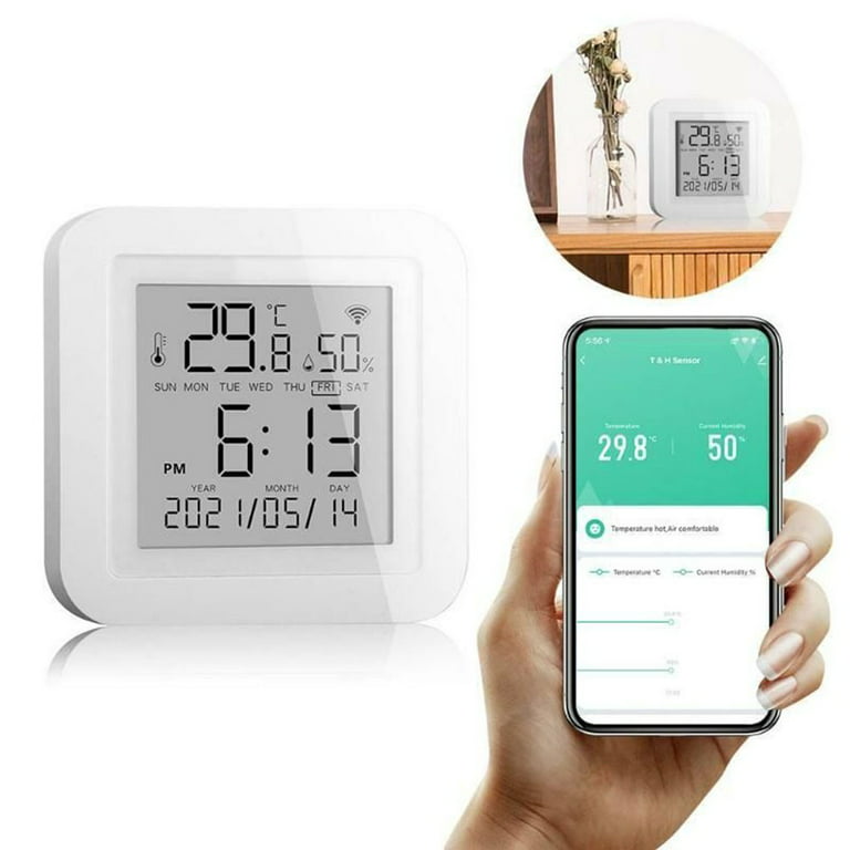 WiFi Room Thermometer Indoor Hygrometer: Smart Temperature Humidity Monitor  with LED Backlit Display 