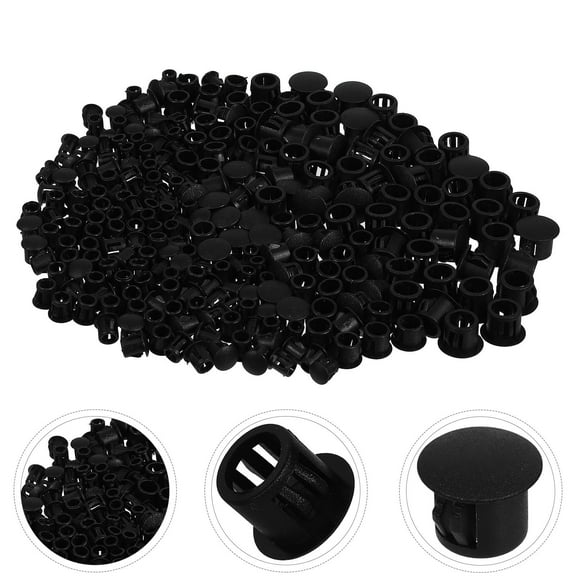 FRCOLOR 200pcs Nylon Hole Plugs for Furniture Black Color Adds Professional Finish to Screw Holes