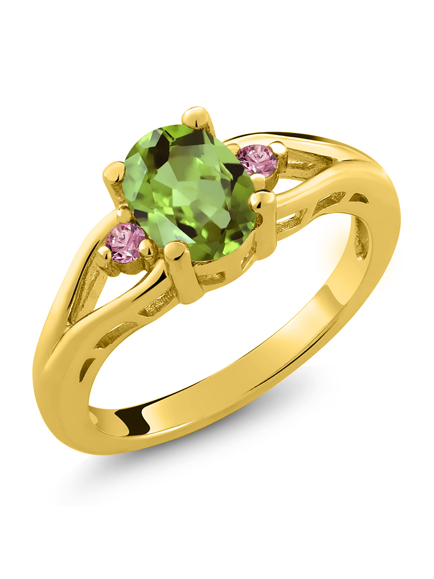 Details about   14k Yellow Gold Oval Peridot And Diamond Ring