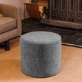 thumbnail image 5 of 19-Inch Wide Round Pouf Ottoman Footstool, Versatile Upholstered Design for Living Room, Bedroom, 5 of 9