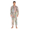 thumbnail image 3 of 1 Piece Adult Onesie Pajamas Cozy & Loose-Fit Sleepsuit Loungewear with Pockets Abstract Pink Floral Pattern Medium, 3 of 7