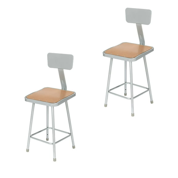 Hampden Furnishings Clint Collection 24" Masonite/Steel Stool with Backrest, Grey, 2 Pack