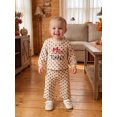 thumbnail image 3 of Cjfdfy Toddler Baby Girl Thanksgiving Outfit Little Turkey Embroidery Long Sleeve Dot Waffle Knit Tops Pants Set Little Baby Cute My First Thanksgiving Fall Winter Outfit, 3 of 9