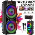thumbnail image 6 of Heavy Bass Portable Speaker Subwoofer Dual 6.5 Inch/Dual 8.5 Inch Speaker Large Stereo Speaker Party Performance Karaoke Singing Dancing Speaker with Microphone Remote Control, 6 of 12