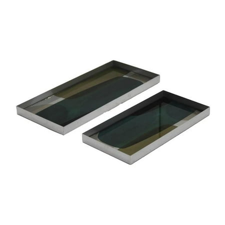 

Sagebrook Home 17791 Metal Glass Tray Nickel & Multi Color - Set of 2
