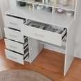 thumbnail image 2 of Jarbalai Makeup Vanity Table with Lights & Mirror, Vanity Desk for Girls, Dressing Table with Shelves, White, 2 of 10
