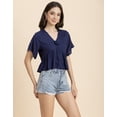 thumbnail image 2 of Moomaya Womens Solid Peplum Top, V Neck Viscose Summer Crop Top, 2 of 9