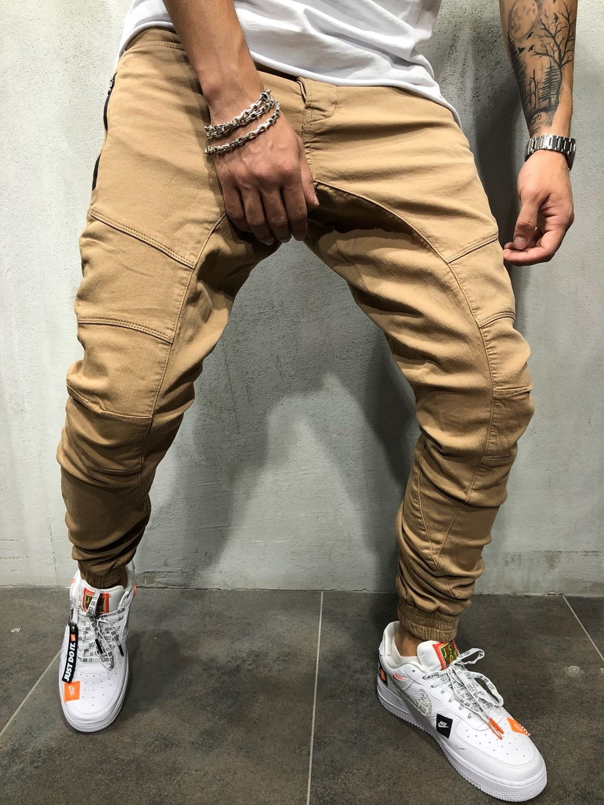 Men's Slim Fit Urban Straight Leg Trousers Casual Pencil Jogger Cargo Pants UK