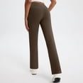 thumbnail image 3 of CQONEPT Womens Fleece Yoga Pants High Waist Straight Leg Leggings Lounge Butt Lifting Warm Outdoor Pant Brown S, 3 of 6