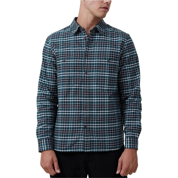 Cotton On Mens Brooklyn Button Up Shirt, green, 2XL Neck