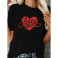 thumbnail image 1 of Heart-Shaped Valentine'S Day T-shirt, Short Sleeve Crew Neck Casual T-shirt Spring and Summer, Women'S Clothing Tee For Adult, Men, Women, Teen, Teenager, Adolescent, Youth, 1 of 4