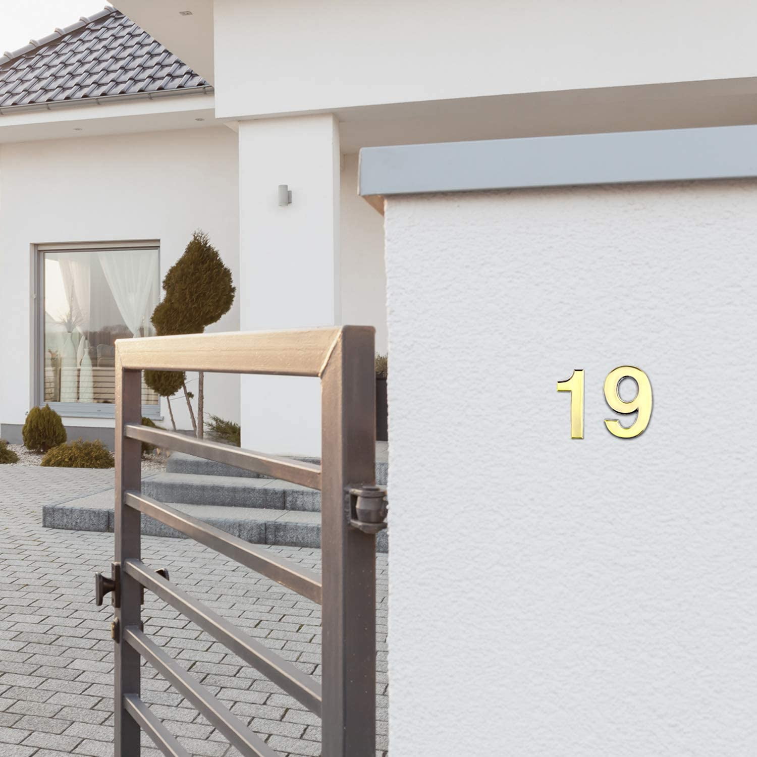 20 Pieces House Numbers Mailbox Numbers 0-9, 3D Door Address Numbers Self Adhesive Mailbox Numbers Sticker or House, Apartment, Office, Hotel Room, Mailbox Signs (Gold, 2.76 Inch)