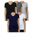 thumbnail image 3 of 5-Pack Women's V-Neck Short Sleeve Basic Tee (S-3XL), 3 of 4