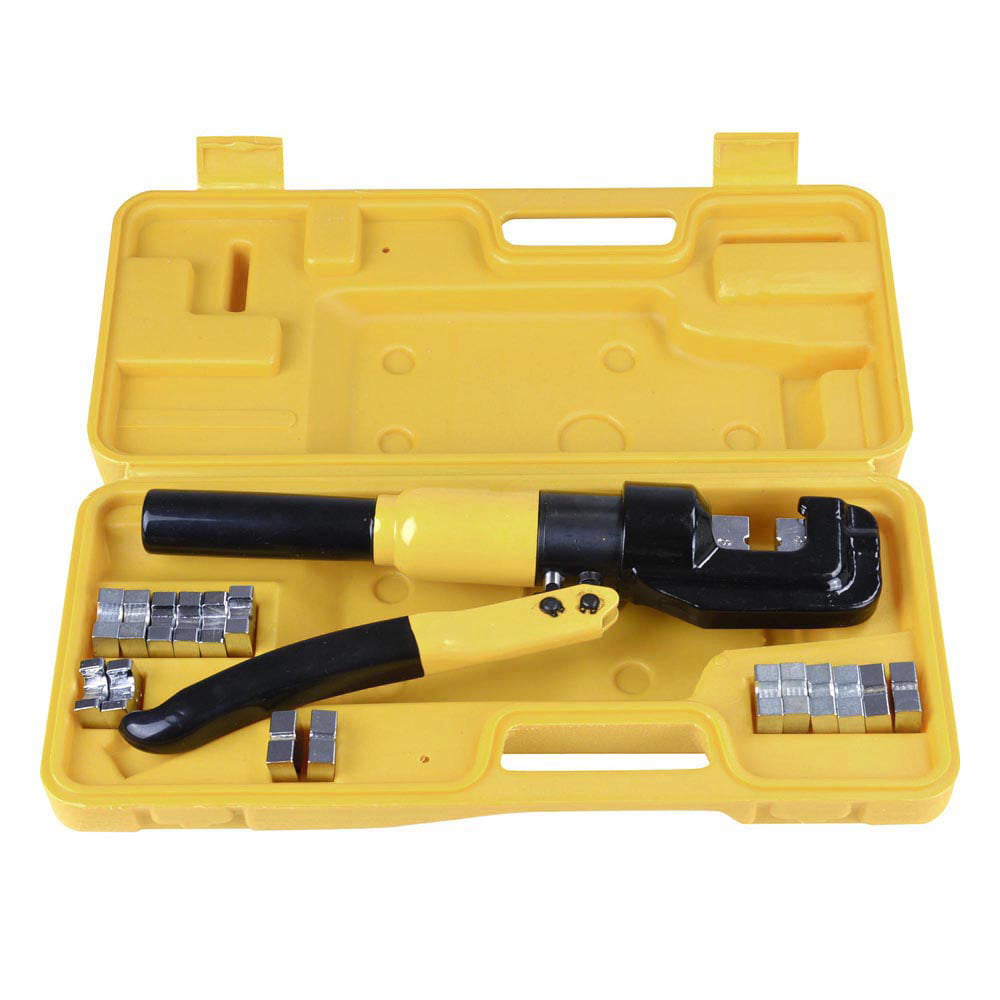 10 Ton 14 Dies Hydraulic Crimper Crimping Tool Wire Battery Cable Lug Terminal 