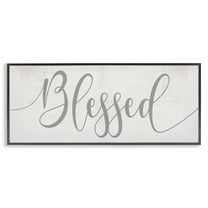 Stupell Industries Soft Grey Blessed Typography Religious Painting Black Framed Art Print Wall Art, 24 x 10