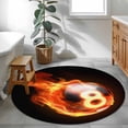 thumbnail image 3 of Round Rugs 3Ft, Billiards Round Area Rug Washable Indoor Throw Carpet, Modern Buruning Flame Sport Black Background Small Non Slip Circle Rug for Bedroom Living Room Home Decor Aesthetic, 3 of 8