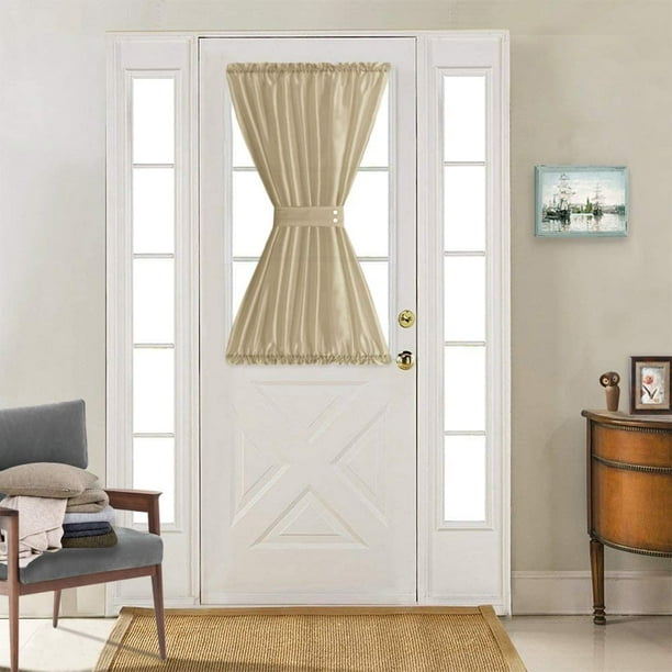 French Door Curtain Gold Brown Glass Window Curtains Ds Faux Silk Privacy Rod Pocket Front Small With Bonus Tieback W54 X L40 1 Panel Com French Door Curtain Gold Brown Glass, Curtains On Front Door Window