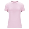 thumbnail image 5 of Otvok Summer T-Shirt for Women Solid-Color Slim-Fit Crew Neck Short-Sleeve Tops Casual Blouses, 5 of 6