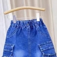 thumbnail image 3 of Cethrio Girls Denim Skirts, Summer Vacation Casual Elastic Waist Mini Skirts Blue Size 6-7T, 3 of 4