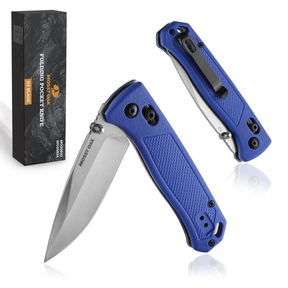 Mossy Oak Folding Pocket Knife with D2 Blade - Blue