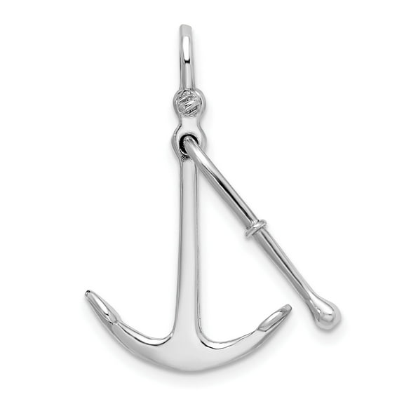 Million Charms 925 Sterling Silver Nautical Charm, Polished 3D 2 Piece Moveable Kedge Anchor