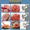 thumbnail image 3 of 2025 New Commercial Electric Meat Grinder, Stainless Steel Meat Mincer Max Yield 265lbs/H with 200r/m by 800W, Heavy Duty Sausage Stuffer with 2 Blades 2 Grinding Plates (6mm 8mm) for Kitchen, 3 of 7