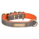 thumbnail image 3 of para perro personalizado, placa de identificación grabada, ajustable, de cuero sintético, con placa de identificación grabable, para y Gris S, 3 of 9