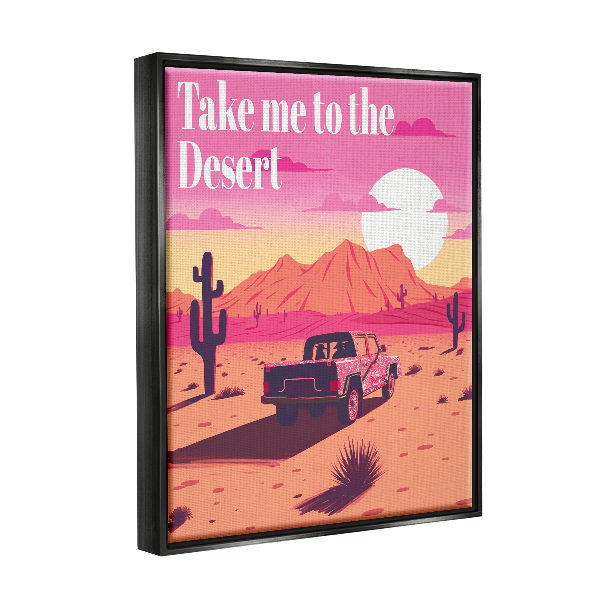 Stupell Industries Desert Scenery & Phrase Landscape Painting Black Floater Framed Canvas Art Print Wall Art, 17 x 21