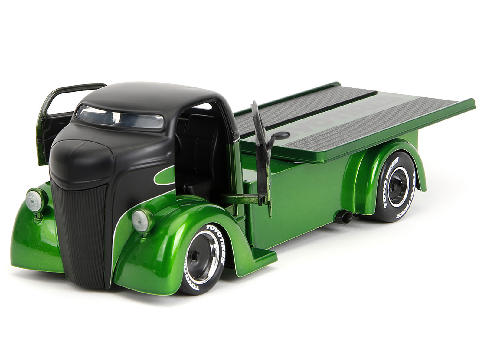 1947 Ford COE Flatbed Truck Green Met and Matt Black "Toyo Tires" with Extra Wheels "Just Trucks" 1/24 Diecast Model Car by Jada