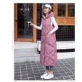 thumbnail image 3 of Women's Long Quilted Vest Winter Down Vest Transition Vest Winter Jacket Long Vest Winter Vest Lightweight Warm Quilted Casual Zip Puffer Jacket with Hood Down Coat, 3 of 3
