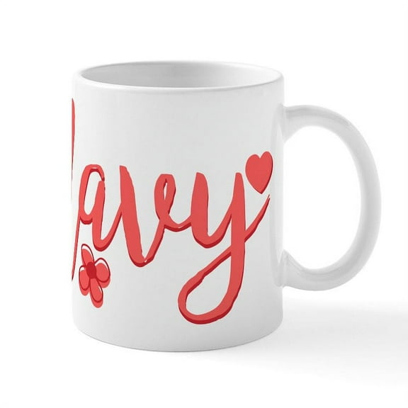 CafePress - Navy Girly Text Mugs - 11 oz Ceramic Mug - Novelty Coffee Tea Cup