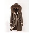 thumbnail image 2 of Three Wears-Parka de piel de longitud media para mujer, forro interior desmontable, Abrigo acolchado de algodón, ropa de abrigo de talla grande 3XL, 2 of 5