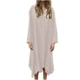 thumbnail image 4 of Ayolanni Sun Dresses Women Ankle-Length Baggy Beige Solid Tent Long Sleeve Shirt Dresses Church Dresses for Ladies 2x, 4 of 7