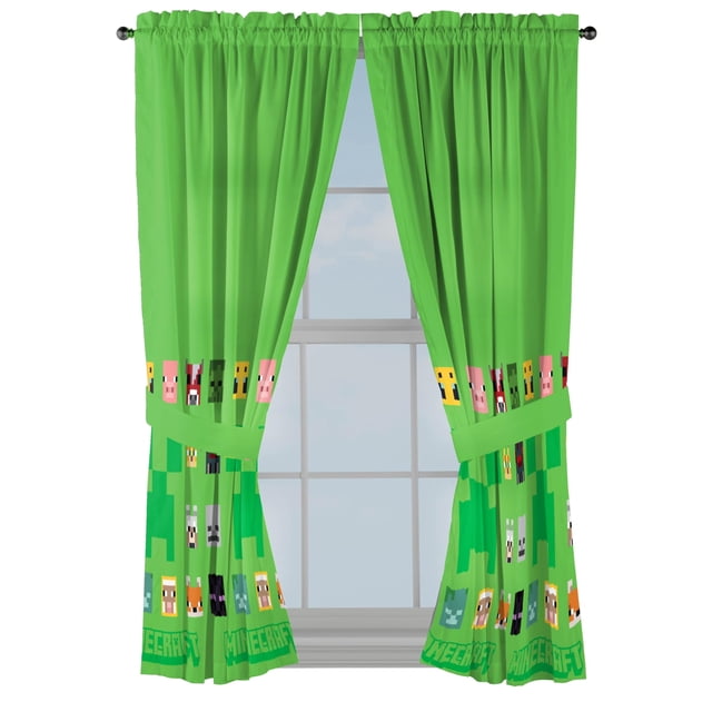 Cortinas de ventana Sunny Side Up Minecraft, 4 piezas, verdes para niños