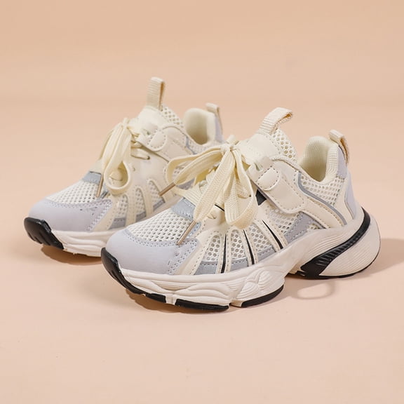 CUZIBR Children Toddler Girls Sneakers Cute Star Pattern Summer Mesh Breathable Sports Shoes Non- Thick Soles Fashionable Lace Up Comfortable Casual Cozy Footwear,Grey,4-4.5 Years