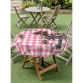 thumbnail image 2 of Round Outdoor Tablecloth With Umbrella Hole And Zipper– Vintage Valentine's Day Waterproof Patio Table Cover for Party, Picnic, Backyard, 50" Dia. , Skull Rose Pink White Plaid, 2 of 8