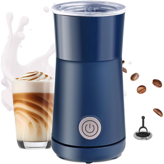 Simple Milk Frother, 2 in 1 Milk Steamer and Frother, Electric Milk Steamer, Milk Warmer and Hot Milk Foam Maker for Latter, Macchiato, Cappuccinos,Blue