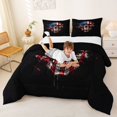 thumbnail image 3 of Castle Fairy Abstract Halloween Skull Queen Comforter Set 3 Pieces,Watercolor American Flag Comforter Sets Queen,Red Blues,1 Comforter and 2 Pillowcases,Black Reversible, 3 of 6