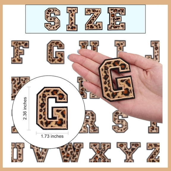 10 pc 10Pcs Leopard Print Iron On Letter Patches Black Border Embroidered Wrapping Sew On Patch Varsity Custom Patch Applique Decor Letter Patch for Repairing Craft Bag Clothes Decor (Letter G)