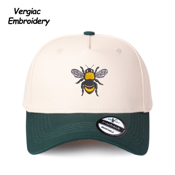 Vergiac Bumblebee Embroidered Spliced Trucker Hat Adjustable Unisex Cap for Travel Vacation