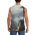 thumbnail image 4 of Lsque Autumn Dragon Mountain View Print Men's Cotton Blend Sleeveless Muscle Shirts (S-3XL)- Moisture Wicking, Odor Protection, UPF 30+,XX-Large, 4 of 8