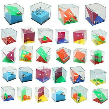 THE TWIDDLERS 28 Mini Cube Brain Teaser Maze Puzzle Box Party Favor Set - 1.5 Inch
