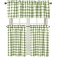 thumbnail image 2 of 3 Piece Semi Sheer Sage Green Kitchen Curtains Light Filtering Buffalo Checkered Tier and Valance Window Curtains Set, 52 W x 18 L (1 Panel) + 26 W x 36 L (2 Panels), 2 of 8