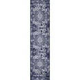 thumbnail image 5 of 2' x 8' Navy Blue and Ivory Medallion Rectangular Area Throw Rug Runner, 5 of 8