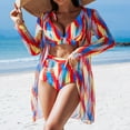 thumbnail image 3 of WILLBEST Traje de Baño Dama conjuntos de Bikini de 3 Piezas para Mujer Trajes de Baño Vintage con Estampado Floral Trajes de Baño con Cubiertas de Manga Larga, 3 of 6
