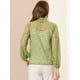 thumbnail image 3 of Blusas de manga larga de encaje para mujer Blusas florales elegantes con cuello con volantes Verde Claro2 S, 3 of 5