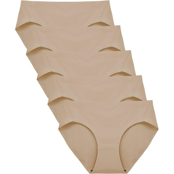 FallSweet No Show Underwear for Women Seamless High Cut Briefs Mid-waist Soft No Panty Lines,Pack of 5