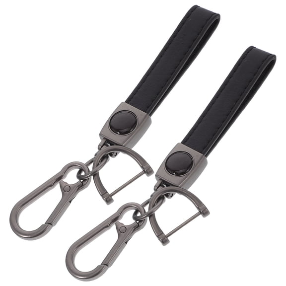 FOMIYES 2Pcs Black Alloy Car Keychain Rings Stylish Pendant Key Holder Keyring for Decoration