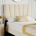 thumbnail image 5 of Twister.CK Full Size Upholstered Bed Frame, Adjustable Velvet Headboard, Platform Bed with Wooden Slats, No Box Spring Needed, Beige, 5 of 5