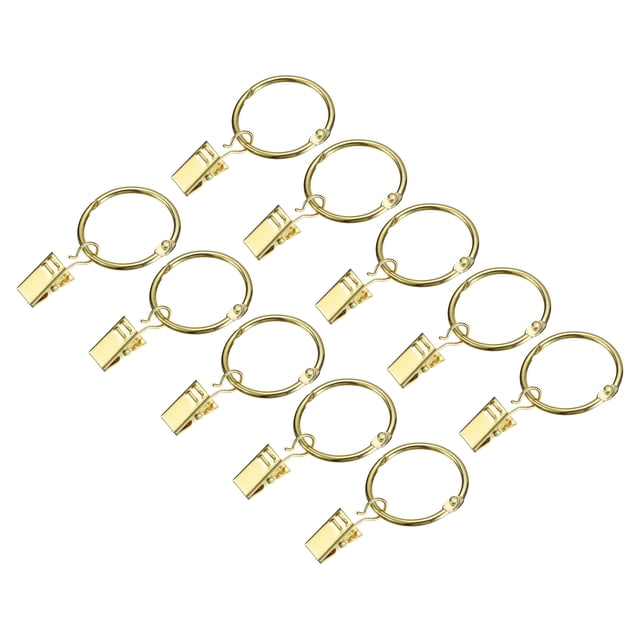 Anillos de cortina Uxcell con clips, 14 piezas de anillos de clip para cortinas, ganchos de anillos de clip para cortinas de 1 pulgada (Oro)